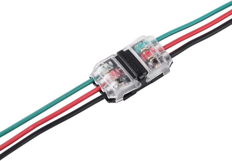 Brightfour 24 Pack Wire Splice Connectors, 2 Way 3 Pin Solderless Automotive Connectors, Fits 20-24 AWG - Image 1